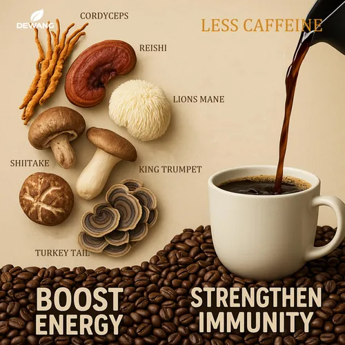 Miniatura 3 de Mezcla instantánea de café de hongos con 6 hongos con melena de león, cordyceps, reishi, trompeta rey, shiitake y cola de pavo – Apoya la energía