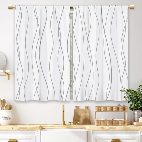 Miniatura 45 de Cortinas de Cocina de Girasol Estilo Granja, Cortinas de Ventana Cortas Pequeñas de Café con Flores Rústicas Florales del Campo, Cortinas de Ventana