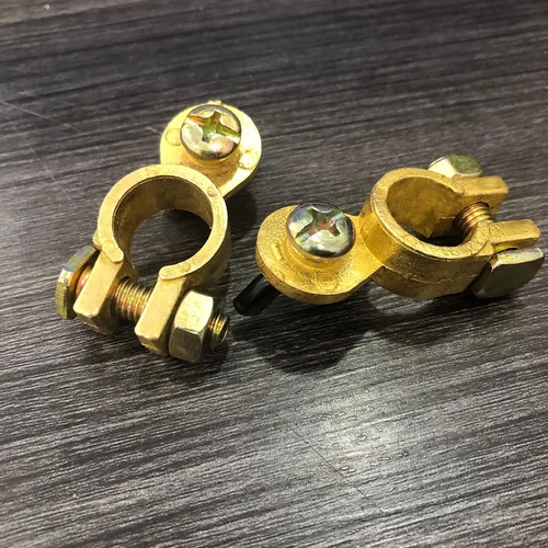 Miniatura 5 de 1 par de abrazaderas ajustables de terminal de cable de batería de latón para poste superior de coche, conectores universales negativos y positivos