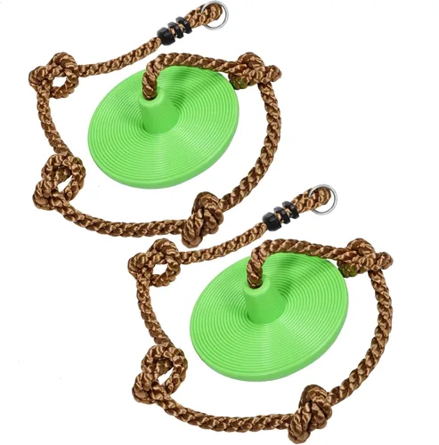 Miniatura 10 de REDCAMP Columpios de cuerda de escalada para árboles, asiento de columpio de disco de plástico resistente para niños y adultos con correa