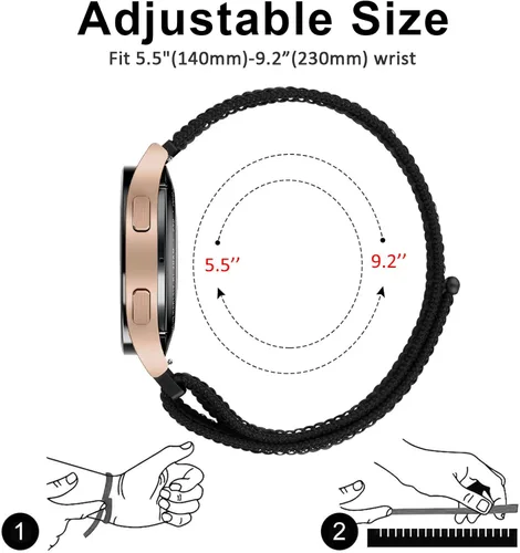 Miniatura 3 de Correa de nailon compatible con Garmin Venu 3S / Venu 4 1.614 in / Venu 2S / Vivoactive 4S / Vivomove 3S Correa de reloj ajustable de nailon suave