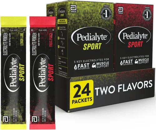 Pedialyte Polvo de electrolitos deportivos, hidratación rápida con 5 electrolitos clave para apoyo muscular antes, durante y después del ejercicio,