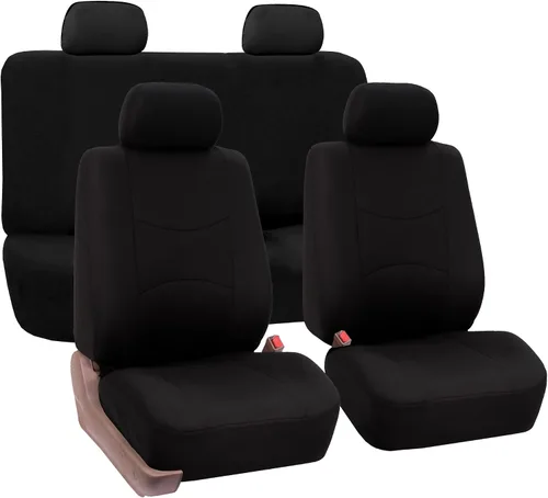 Miniatura 14 de FH Group - Juego de fundas de asientos para automóvil, de tela beige, para SUV, sedán y camioneta, para asientos de respaldo bajo con reposacabezas