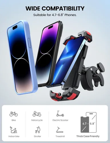 Miniatura 5 de Lamicall - Soporte de teléfono para motocicleta, soporte de teléfono para bicicleta - Abrazadera de manillar de instalación rápida para bicicleta