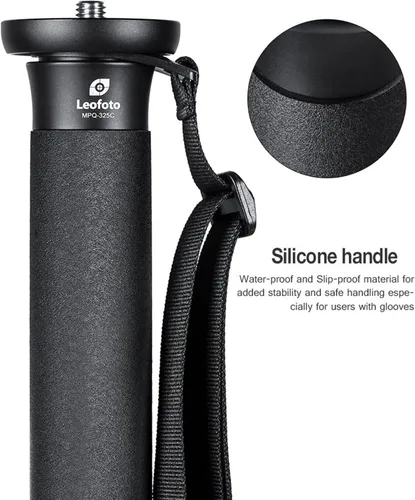 Miniatura 8 de Leofoto MPQ-325C Monopod, fibra de carbono premium, resistente al agua, sección de 5 patas, perno de montaje convertible, correa de muñeca (azul)