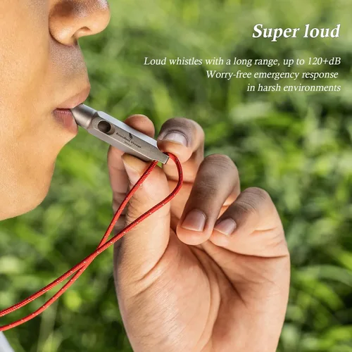 Miniatura 5 de Boundless Voyage Silbato de titanio para supervivencia de emergencia con cordón fuerte para acampar al aire libre, senderismo, entrenadores, 2