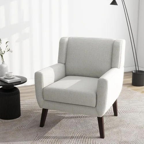 Miniatura 41 de Silla decorativa de piel sintética, moderna silla tapizada para sala de estar, cómodos asientos individuales con botones, asiento de lectura Negro