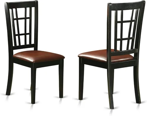 East West Furniture Nicoli - Sillas de comedor de piel sintética de 39 pulgadas en color negro (juego de 2)