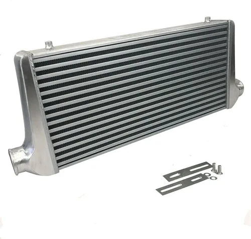 Tubo de aluminio universal y aleta de montaje frontal Turbo Intercooler Tamaño total 31" x 13" x 3"/Tamaño del núcleo: 23" x 10.5" x2.5"
