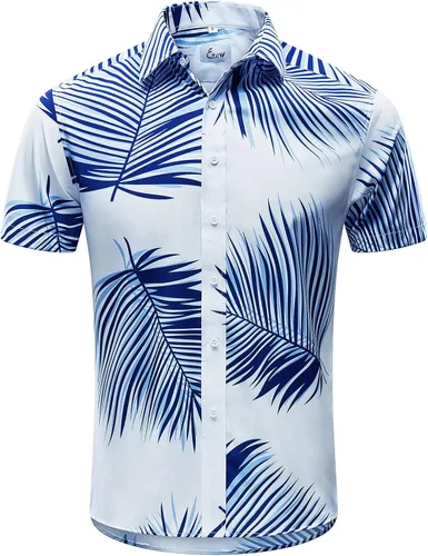 Miniatura 2 de EUOW Camisa hawaiana de manga corta para hombre camisas de vestir de playa de verano con botones