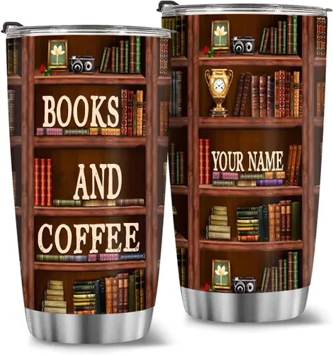 Miniatura 21 de T40413 - Taza personalizada para amantes de los libros, taza de café con texto en inglés "Just A Girl Loves Book", regalo para mujeres y niñas
