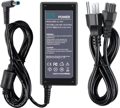 DTK Cargador de computadora portátil HP de 19.5V 2.31A 45W para Pavilion, Elitebook Folio, adaptador de corriente HP para computadora portátil,