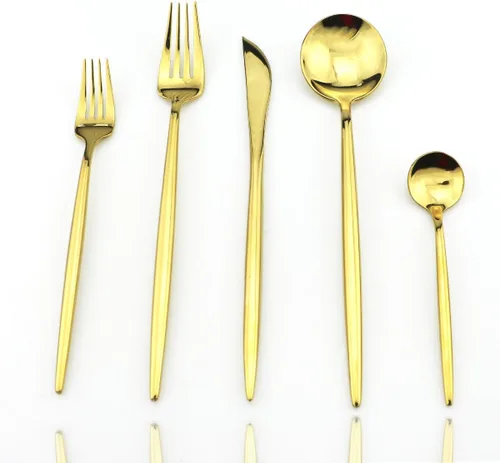 Miniatura 11 de JASHII Juego de 4 utensilios de acero inoxidable para servir de acero inoxidable 18/10 pulido con espejo de lujo Tenedor de frutas