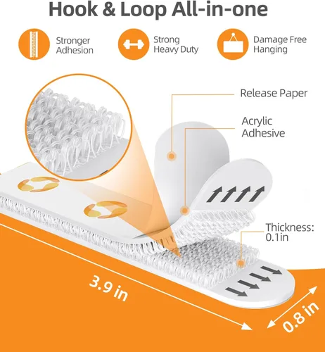 Miniatura 2 de Tiras Grandes para Colgar Cuadros de Servicio Pesado (XL/16 Libras) 16 Pares/32 Tiras Sin Daños en la Pared, Colgadores Adhesivos para Cuadros Sin