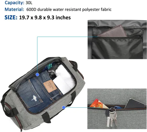 Miniatura 3 de MarsBro Bolsa de lona resistente al agua con compartimento para zapatos para gimnasio y viajes