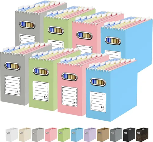Miniatura 54 de Oterri Caja organizadora de archivos de cartón para colgar carpetas de archivos, tamaño carta, caja de archivos para escritorio de computadora