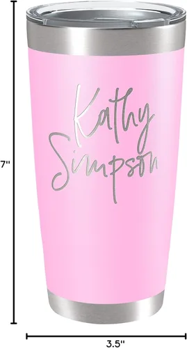 Miniatura 10 de Vasos personalizados, vaso de acero inoxidable con tapa Tazas personalizadas Rosa claro