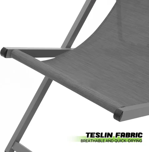Miniatura 8 de Magshion Juego de 2 sillas plegables de playa, diseño reclinable ajustable de 4 niveles, marco de aluminio ligero, silla portátil al aire libre