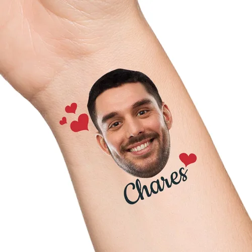 Miniatura 28 de Tatuajes temporales personalizados con texto de nombre, tatuaje temporal personalizado con logotipo fotográfico para adultos, parejas, mujeres
