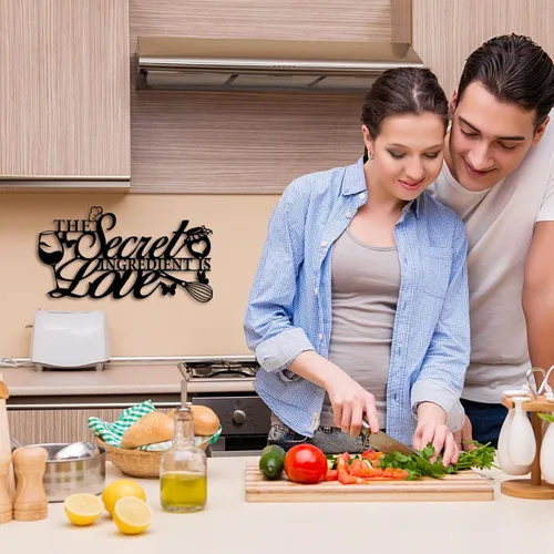 Miniatura 7 de Letrero de metal con texto en inglés "The Secret Ingredient is Love", decoración de pared de granja, comedor, cocina, regalo de inauguración