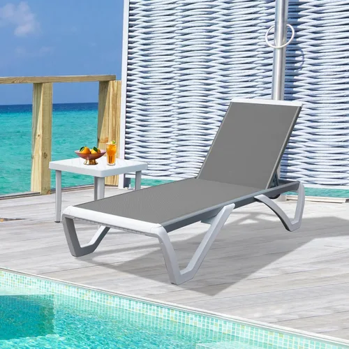 Miniatura 33 de Domi - Tumbona para exteriores, sillón ajustable de aluminio para patio, silla de piscina de plástico para terraza, césped, patio trasero