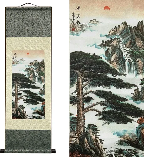 Miniatura 27 de AtfArt Decoración asiática de pared, hermosa pintura de pergamino de seda, 4 flores de hombre justo, orquídea ciruela, bambú, crisantemo, decoración
