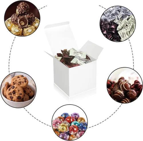 Miniatura 4 de Paquete de 50 cajas de regalo pequeñas, cajas de regalo de 2 x 2 x 2 pulgadas, cajas de regalo de papel blanco con tapas para regalos, manualidades