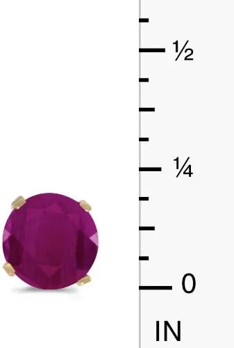 Miniatura 5 de Aretes redondos de rubí natural de 1 quilate en oro amarillo de 14 k, No aplicable, Rubí