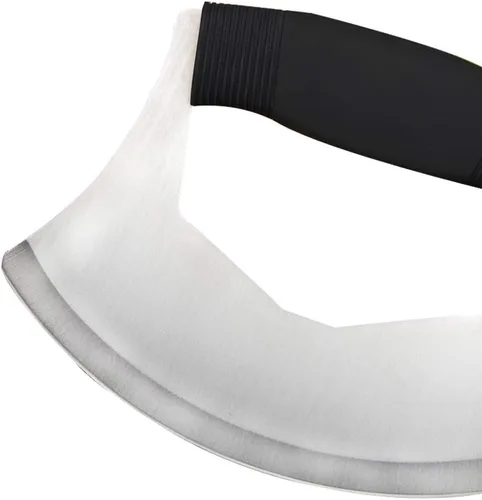 Miniatura 7 de Mezzaluna - Picador de ensalada, cuchillo mezzaluna de acero inoxidable, cortador afilado con cubierta de protección, cortador de verduras