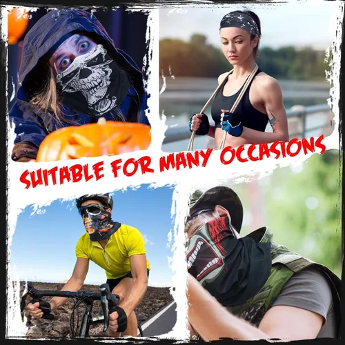 Miniatura 7 de JaGely 30 Pieces Skull Neck Gaiters Scarf Elastic Independence Day Wrap Headband Bandana Face Mask for Women Men Sports