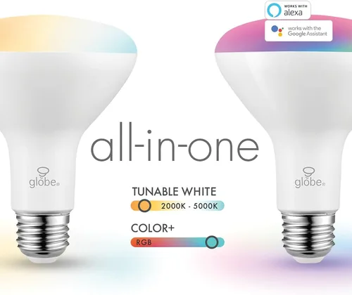 Miniatura 3 de Globe Electric Bombilla LED inteligente Wi-Fi de 10 vatios (equivalente a 65 W), multicolor, RGB sintonizable, blanco esmerilado, no requiere