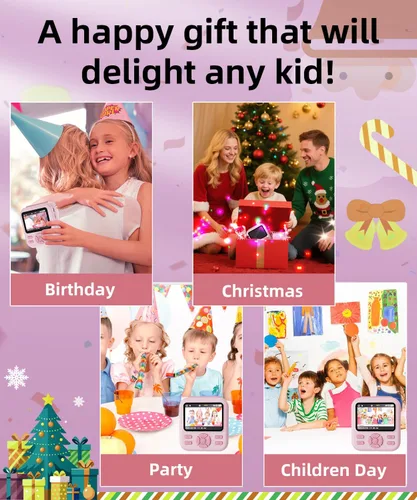 Miniatura 7 de Cámara de impresión instantánea para niños y niñas, cámaras HD de 48 MP con video de 1080P, papel de impresión, tarjeta de 32 GB, cepillo, regalos