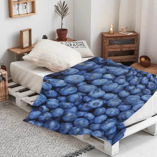 Miniatura 7 de Manta de franela de arándanos para regalo, ultra suave y acogedora, manta de forro polar ligera y mullida, manta de felpa cálida para sofá, cama, 60