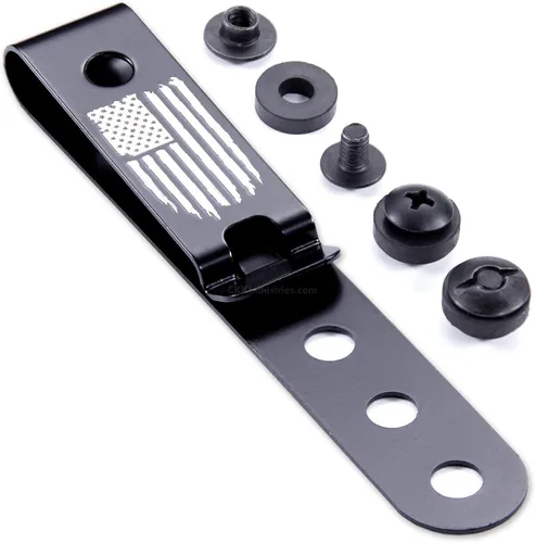Miniatura 33 de HolsterSmith - Clip universal de metal para cinturón para hacer fundas, modelo 5, (3 agujeros), color negro táctico