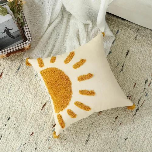 Miniatura 2 de Fundas de almohada bohemias de 18 x 18 pulgadas, fundas de almohada decorativas de sol con borlas, funda de almohada moderna marroquí para sofá