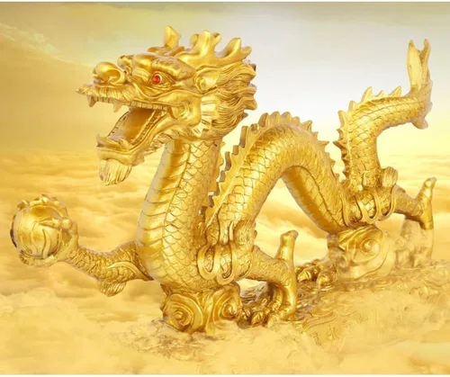 Miniatura 9 de Estatua y figuras y esculturas y coleccionables de oro chino del dragón del feng Shui para la suerte y el éxito