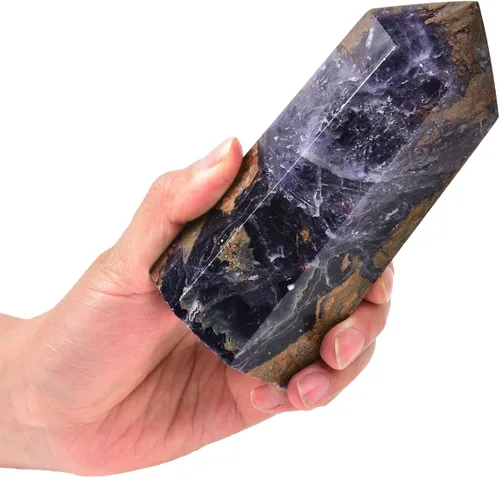 Miniatura 19 de AMOYSTONE Varita de obelisco hexagonal septario natural, torre de cristal curativo, 6 caras, pulida de 1.7 a 2 libras para reiki, chakra, regalos