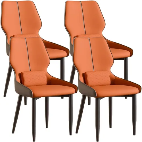 Miniatura 18 de YVYKFZD Juego de sillas de comedor de cuero, sillas de comedor con patas de metal, sillas de cocina tapizadas, silla minimalista sin brazos