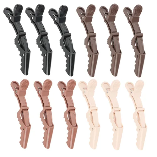 Miniatura 9 de YISSION 12 pinzas de pelo de cocodrilo negro para peinar, seccionar, maquillaje, pinzas de pelo de pato mate grandes, sin arrugas, pasadores de pelo