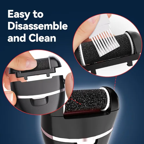 Miniatura 4 de Wea&Hea Removedor de callos eléctrico recargable para pies con 6 cabezales de rodillo, lima de pie de doble velocidad, kit de pedicura impermeable