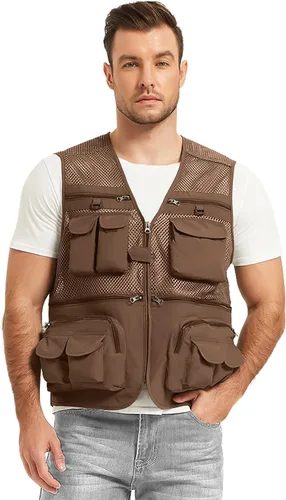 Miniatura 2 de Chaleco Flygo para hombre, para pesca, trabajo, safari, viaje de reportajes o para actividades al aire libre en verano, con bolsillos