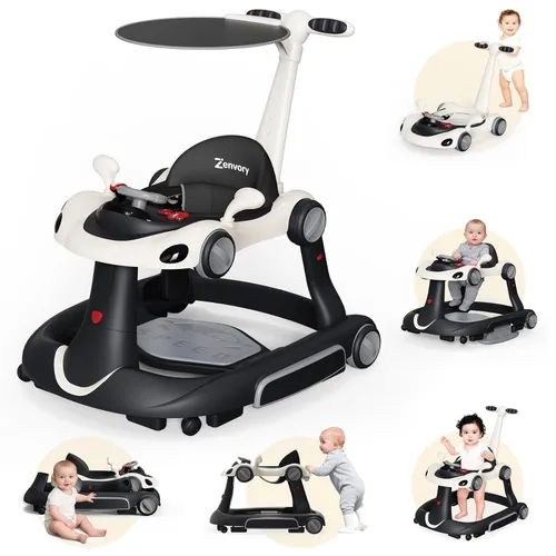 Andador de bebé plegable 6 en 1, andador de actividades para bebé - saltarín para bebé, mecedora, centro de actividades, andador con empuje,