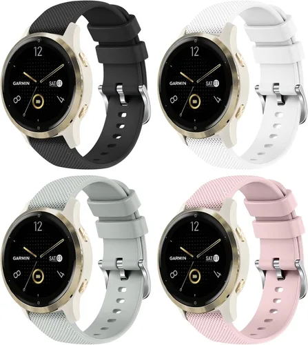 Miniatura 10 de Paquete de 4 correas de silicona de 0.709 in para Garmin Venu 3S / Vivoactive 4S / Venu 2S / Vivomove 3S, correas de repuesto deportivas suaves