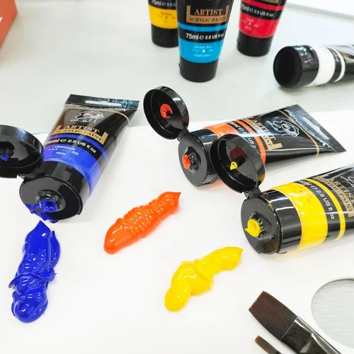 Miniatura 5 de Juego de pintura acrílica de cuerpo pesado, 12 colores (2.5 fl oz/2.54 onzas), pigmento rico para lienzo, rocas, huevos, pintura profesional