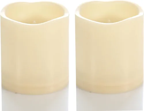 Miniatura 9 de 4 velas LED escalonadas sin flama, de pilas, impermeables, para exteriores, con temporizador, luz nocturna parpadeante de resina plástica
