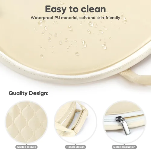 Miniatura 3 de Cambiador de pañales de cuero impermeable portátil compacto para bolsa de pañales de viaje, fácil de limpiar, bebé recién nacido, beige