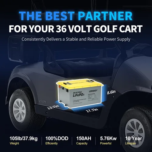 Miniatura 2 de LOSSIGY Batería de litio de 36V para carrito de golf con cargador y monitor de 25A, kit de conversión para carrito de golf de 36 voltios, perfecto