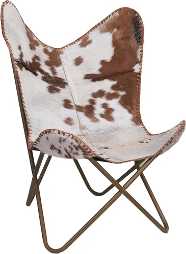 cuero Silla de mariposa de cuero hecha a mano para sala de estar, silla de cuero cosido a mano mariposa (blanco bronceado)