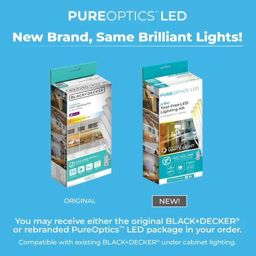 Miniatura 2 de PureOptics LED Kit de luz para debajo del gabinete, sensor de movimiento, regulable, enlazable, 3 configuraciones de color, sin herramientas