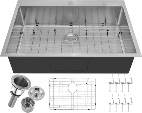 Miniatura 12 de Fregadero de cocina negro de 21 x 20 pulgadas, fregadero de barra empotrable negro, fregaderos cuadrados pequeños de acero inoxidable de montaje